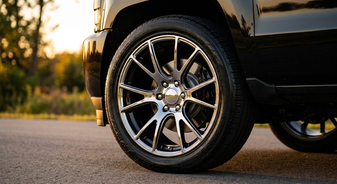 Polished chrome wheel detailed to a mirror shine
